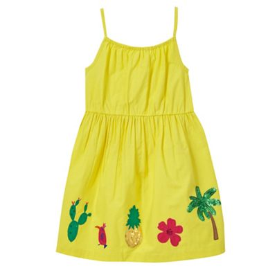 Girls' yellow sequined embellished dress